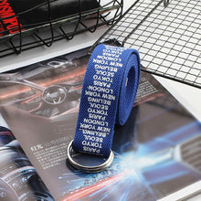 Load image into Gallery viewer, 24 styles Unisex Canvas Belts Letters Printed D Ring Double Buckle Punk Waist Strap Women Men Teenager Long Wide white Belt
