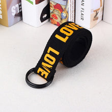 Load image into Gallery viewer, 24 styles Unisex Canvas Belts Letters Printed D Ring Double Buckle Punk Waist Strap Women Men Teenager Long Wide white Belt

