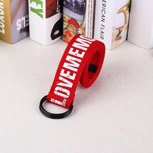 Load image into Gallery viewer, 24 styles Unisex Canvas Belts Letters Printed D Ring Double Buckle Punk Waist Strap Women Men Teenager Long Wide white Belt
