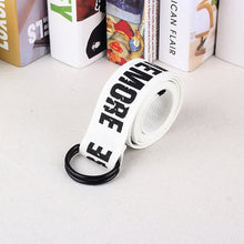 Load image into Gallery viewer, 24 styles Unisex Canvas Belts Letters Printed D Ring Double Buckle Punk Waist Strap Women Men Teenager Long Wide white Belt
