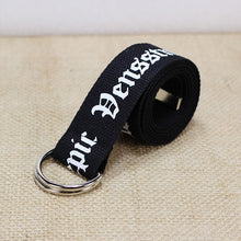 Load image into Gallery viewer, 24 styles Unisex Canvas Belts Letters Printed D Ring Double Buckle Punk Waist Strap Women Men Teenager Long Wide white Belt
