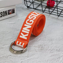 Load image into Gallery viewer, 24 styles Unisex Canvas Belts Letters Printed D Ring Double Buckle Punk Waist Strap Women Men Teenager Long Wide white Belt
