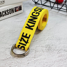 Load image into Gallery viewer, 24 styles Unisex Canvas Belts Letters Printed D Ring Double Buckle Punk Waist Strap Women Men Teenager Long Wide white Belt
