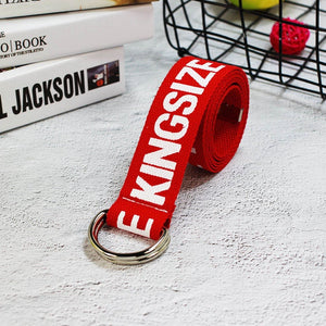 24 styles Unisex Canvas Belts Letters Printed D Ring Double Buckle Punk Waist Strap Women Men Teenager Long Wide white Belt